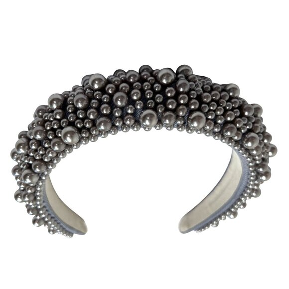 OLA. Beaded Headband in Silver - Picture 1 of 3